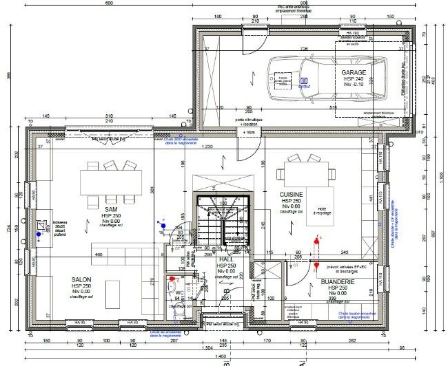 Plan de rez-de-chaussée de maison